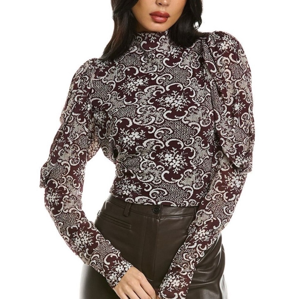 $225 NWT ⭐️ HOST PICK ⭐️Rebecca Taylor Rochelle Fleur Drape Mock Neck Blouse